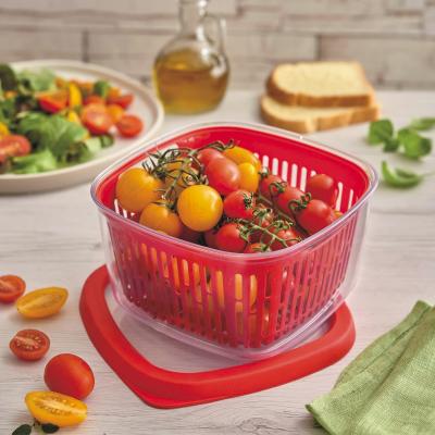 Fiambrera con rejilla fruta, verdura y pescado