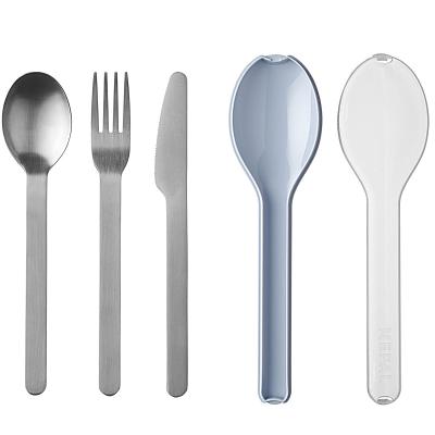 Juego 3 cubiertos acero inox con funda