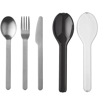 Juego 3 cubiertos acero inox con funda