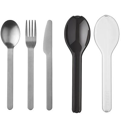 Juego 3 cubiertos acero inox con funda
