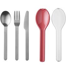 Juego 3 cubiertos acero inox con funda