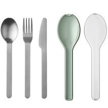 Juego 3 cubiertos acero inox con funda