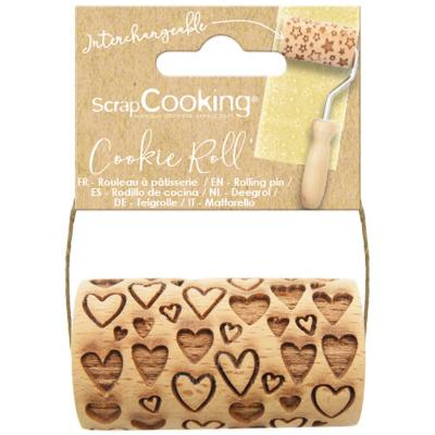 Rodillo intercambiable de madera grabado Corazones