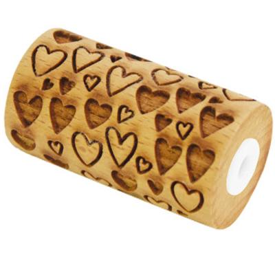 Rodillo intercambiable de madera grabado Corazones