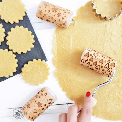 Rodillo intercambiable de madera grabado Corazones