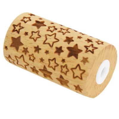 Rodillo intercambiable de madera grabado Estrellas
