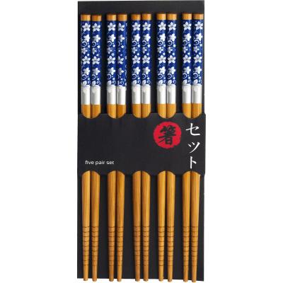 5 pares palillos japoneses flores azul