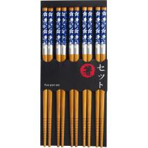 5 pares palillos japoneses flores azul