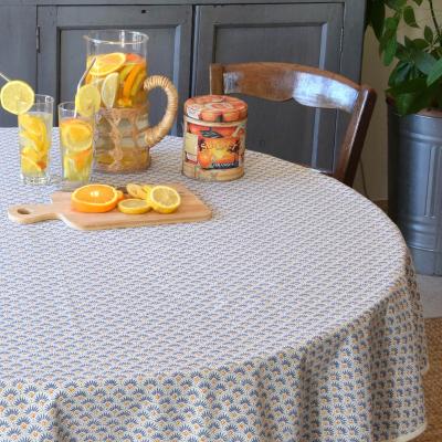 Mantel resinado algod�n Mirabeau azul 158x158 cm
