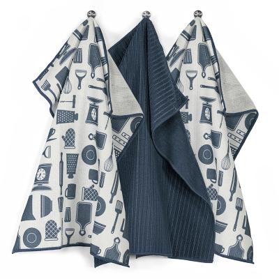 Set 3 pa�os de cocina microfibra absorbente Blue