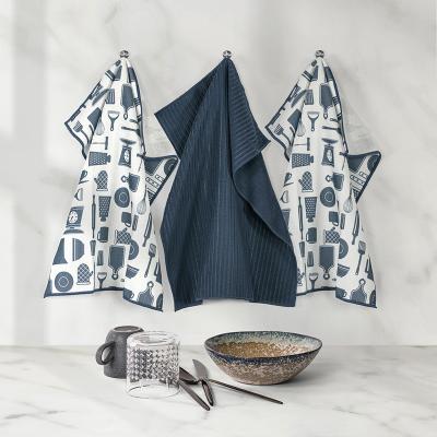 Set 3 pa�os de cocina microfibra absorbente Blue