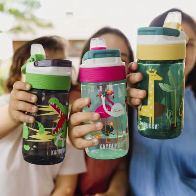 Botella de agua con pajita Lagoon 400 ml Jungle