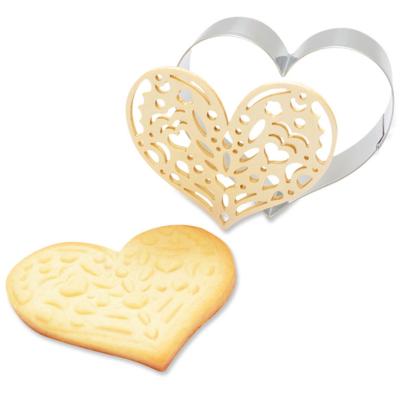 Set 3 cortadores galletas y stencil Gato, Coraz�n
