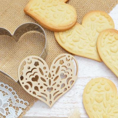 Set 3 cortadores galletas y stencil Gato, Corazn