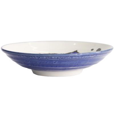 Plato hondo japons Pez 22 cm azul