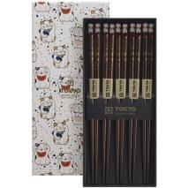 5 pares palillos japoneses Lucky cat