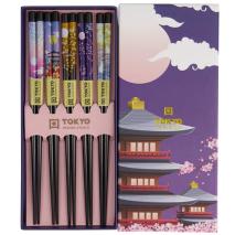 5 pares palillos japoneses Purple Temple