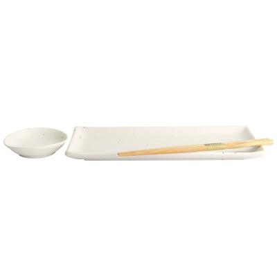 Set presentacin Sushi 2 cuencos y palillos blanco