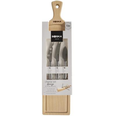 Juego 3 cuchillos queso y tabla 44x11 cm
