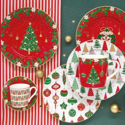 6 x taza espresso Jingle Bells con plato 100 ml