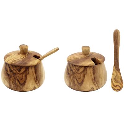 Azucarero madera olivo con cucharilla