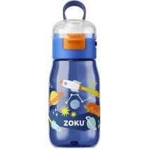 Botella Zoku Flip infantil 475 ml cohetes azul