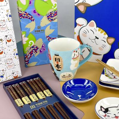 5 pares palillos japoneses Lucky cat