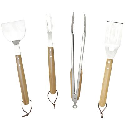 Maletn 4 utensilios barbacoa mango madera