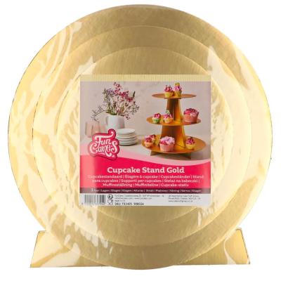 Expositor para cupcakes 3 pisos dorado