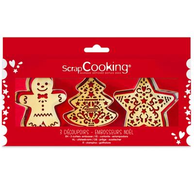 Set 3 cortadores galletas y stencil Navidad
