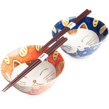Set 2 boles gato japons 15 cm palillos