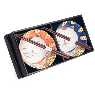 Set 2 boles gato japons 15 cm palillos