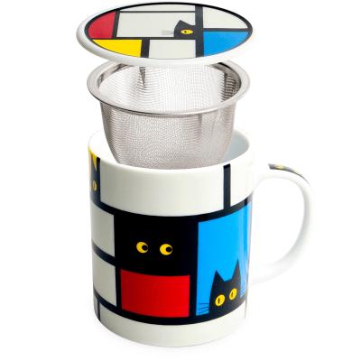 Taza de t� con filtro y tapa cubic cat