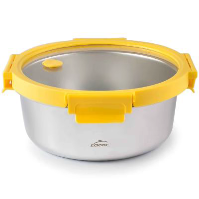 Tupper acero redondo tapa cristal