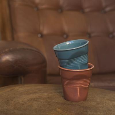 Taza capuccino arrugada 180 ml tierra quemada