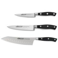Set 3 cuchillos Arcos Riviera Santoku negro