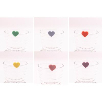 6x Marcadores de copas Corazones silicona