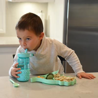 Plato infantil compartimentos y ventosa Dino