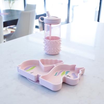 Plato infantil compartimentos y ventosa Unicornio