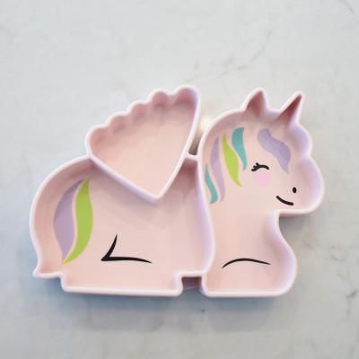 Plato infantil compartimentos y ventosa Unicornio