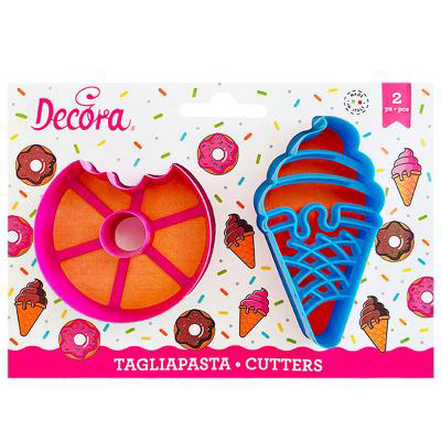 Set 2 cortadores galletas pl�stico Helados