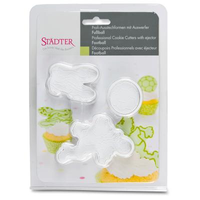 Juego 3 cortadores fondant con expulsor Ftbol