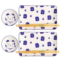 Set regal sushi Lucky Cat Kawaii Blue