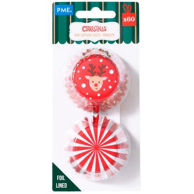 Papel mini cupcakes aluminio x60 Rudolph