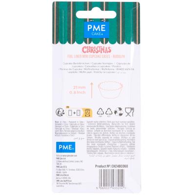 Papel mini cupcakes aluminio x60 Rudolph