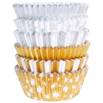 Papel cupcakes aluminio x100 Oro y plata