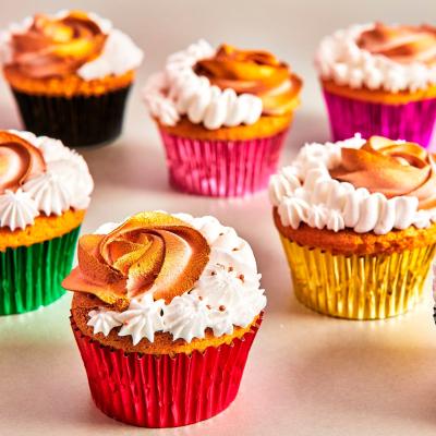 Papel cupcakes x48 metlico violeta