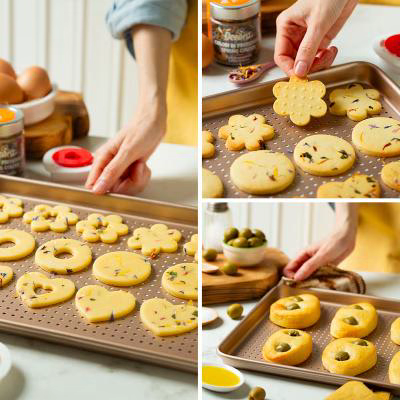 Bandeja perforada antiadherente Cookies oro
