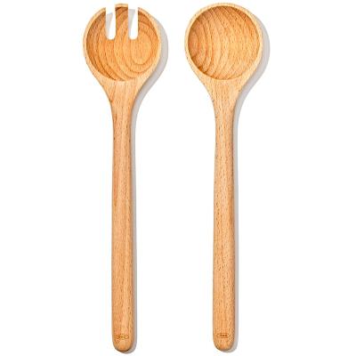 Juego 2 cubiertos servir ensalada madera Oxo