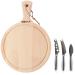 Juego 3 cuchillos queso y tabla 33x23 cm